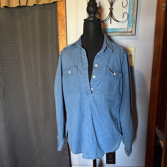 Ridgecut Tops - Light Blue Denim Button-Front Women's Shirt